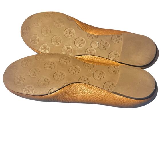 B10. TORY BURCH | Luxury - Reva - Tan Leather Ballet Flats Size 7M -Flawed - Picture 4 of 9